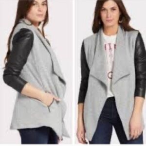 Peyton Jenson Gray and Black Draped Jacket. Faux Leather. M. Excellent Cond